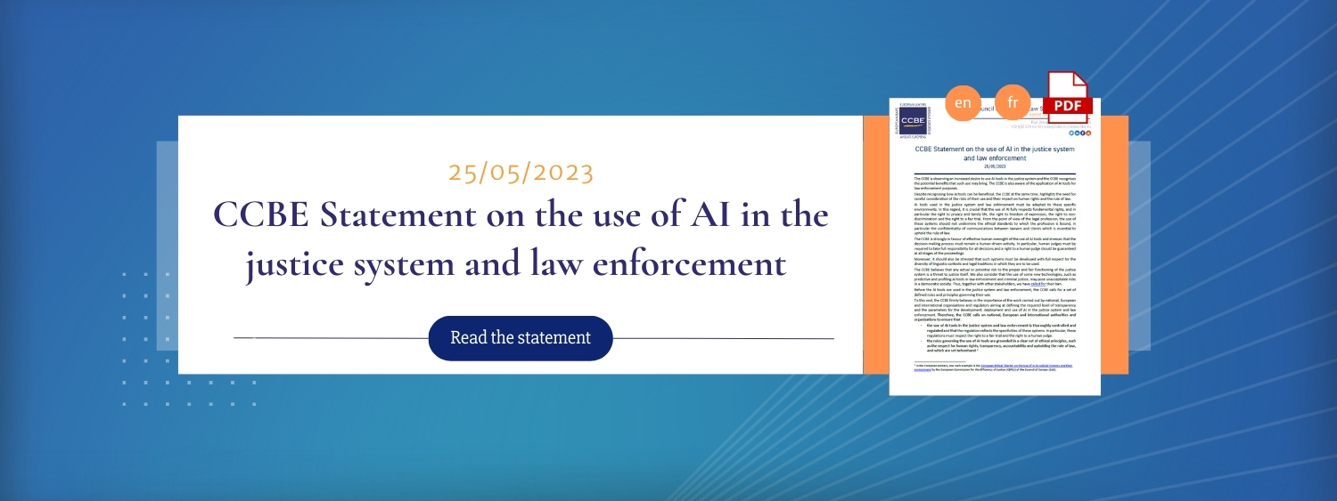 Read the CCBE statement on the use of AI in the justice system